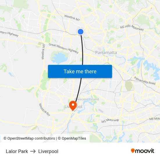 Lalor Park to Liverpool map