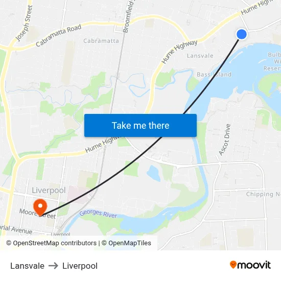 Lansvale to Liverpool map