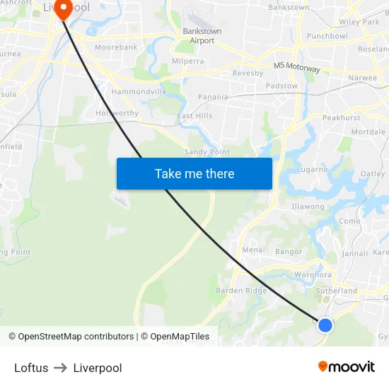 Loftus to Liverpool map