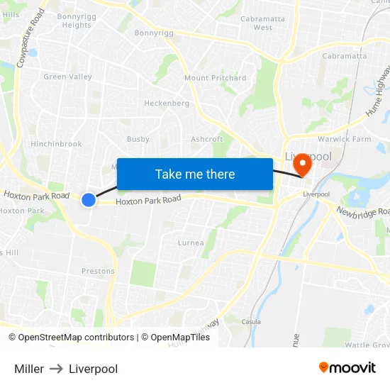 Miller to Liverpool map