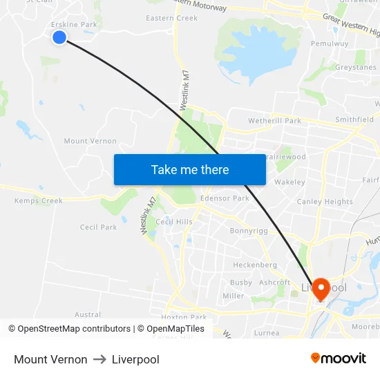 Mount Vernon to Liverpool map