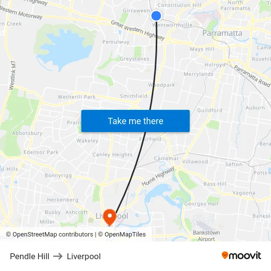 Pendle Hill to Liverpool map