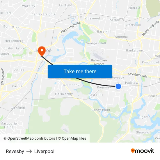 Revesby to Liverpool map