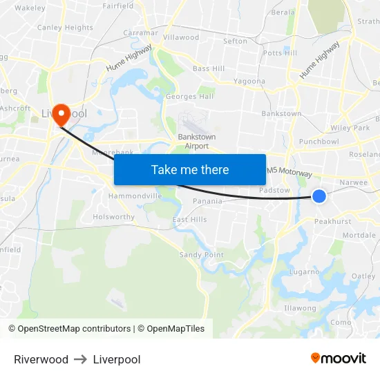 Riverwood to Liverpool map