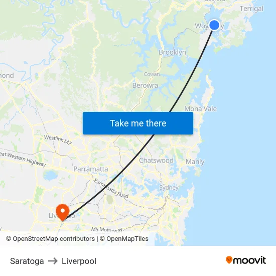 Saratoga to Liverpool map