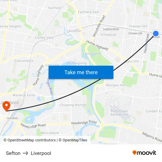 Sefton to Liverpool map