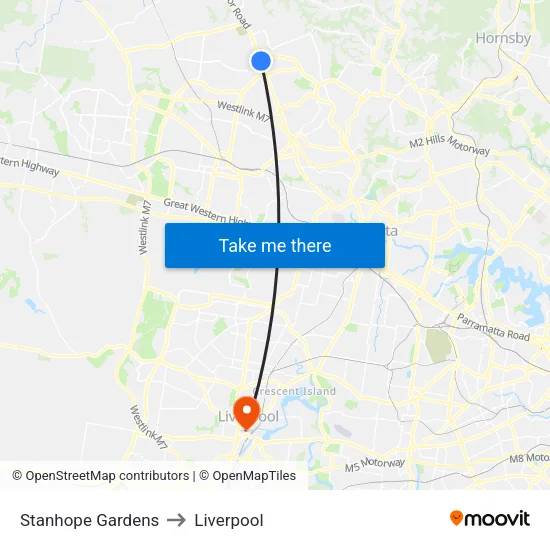 Stanhope Gardens to Liverpool map