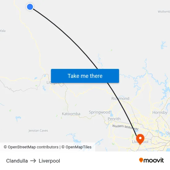 Clandulla to Liverpool map