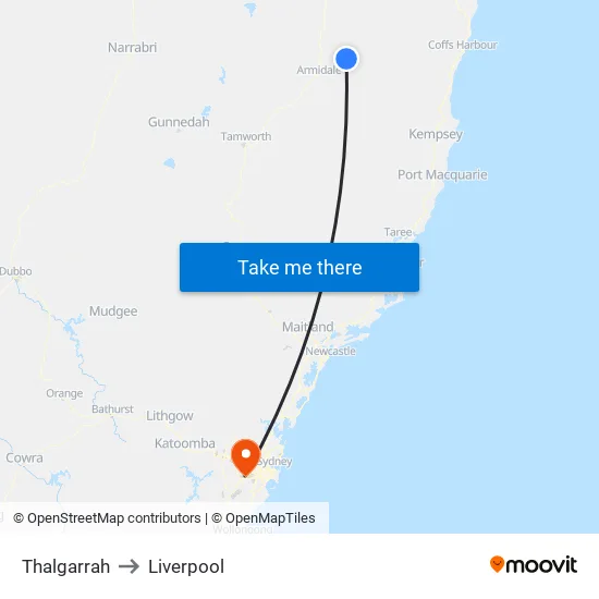 Thalgarrah to Liverpool map
