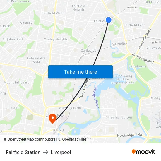 Fairfield Station to Liverpool map