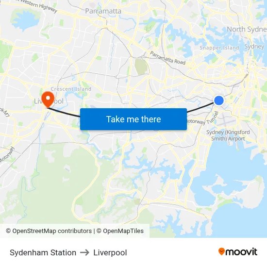 Sydenham Station to Liverpool map