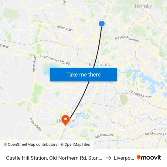 Castle Hill Station, Old Northern Rd, Stand C to Liverpool map