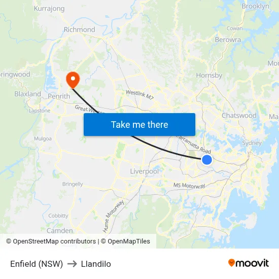 Enfield (NSW) to Llandilo map