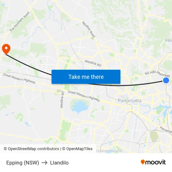 Epping (NSW) to Llandilo map