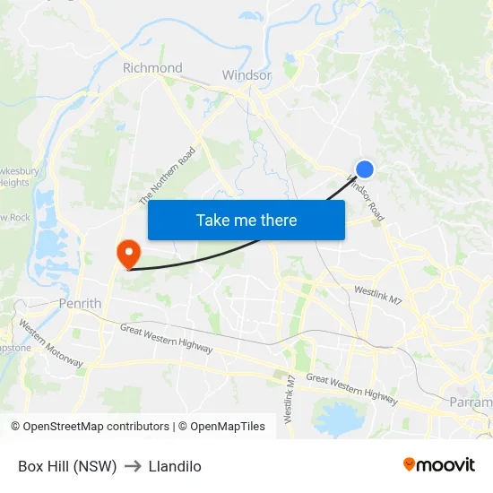 Box Hill (NSW) to Llandilo map