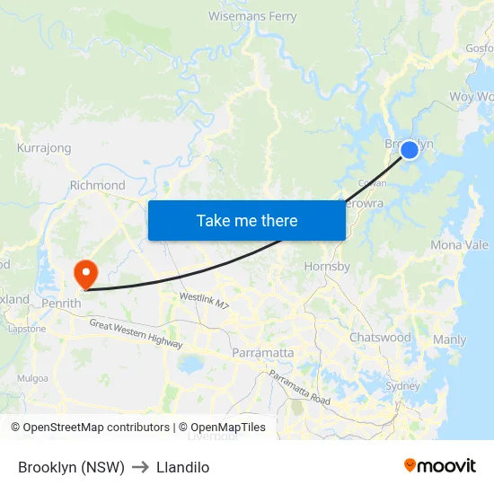Brooklyn (NSW) to Llandilo map