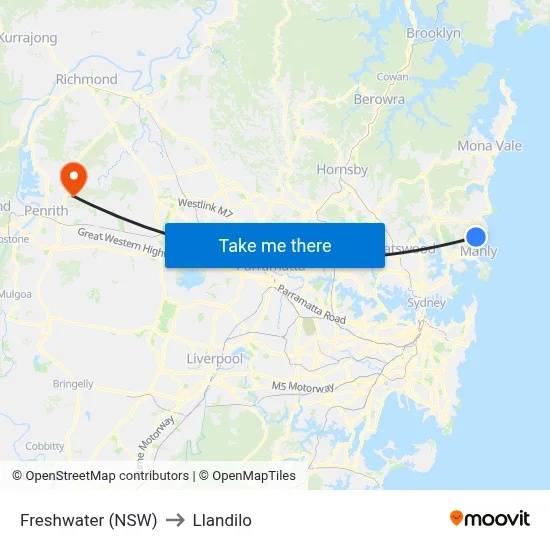 Freshwater (NSW) to Llandilo map