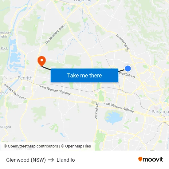 Glenwood (NSW) to Llandilo map