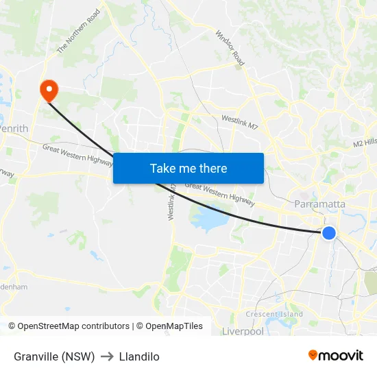 Granville (NSW) to Llandilo map