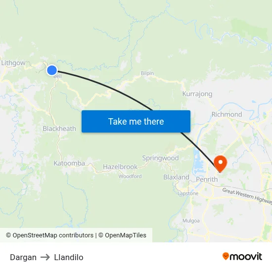 Dargan to Llandilo map