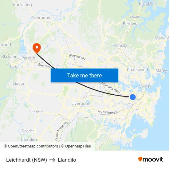 Leichhardt (NSW) to Llandilo map