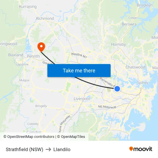 Strathfield (NSW) to Llandilo map