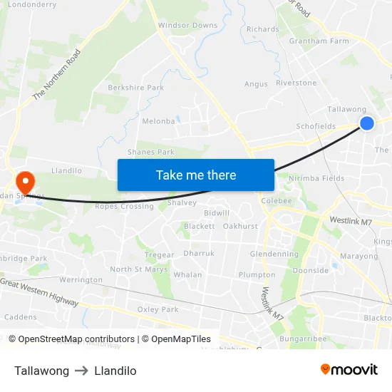 Tallawong to Llandilo map