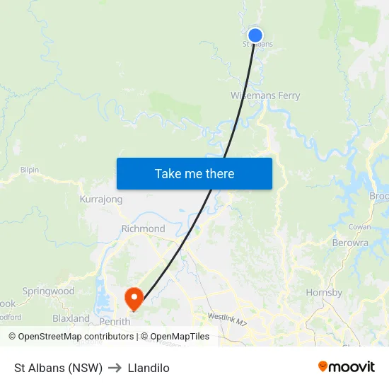 St Albans (NSW) to Llandilo map
