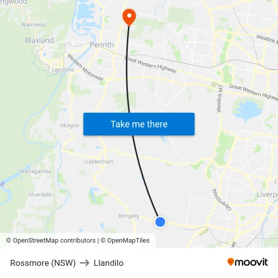 Rossmore (NSW) to Llandilo map