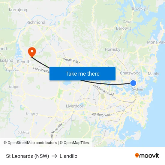 St Leonards (NSW) to Llandilo map