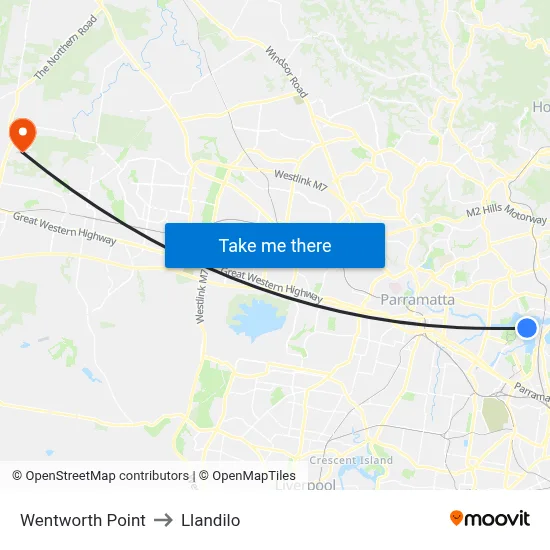 Wentworth Point to Llandilo map