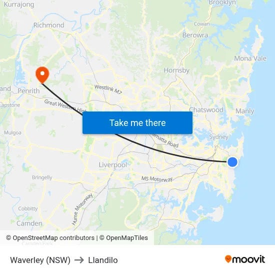 Waverley (NSW) to Llandilo map