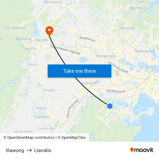 Illawong to Llandilo map