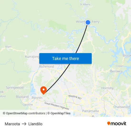 Maroota to Llandilo map