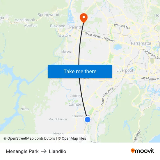 Menangle Park to Llandilo map