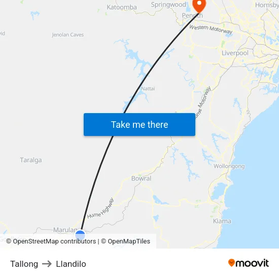 Tallong to Llandilo map