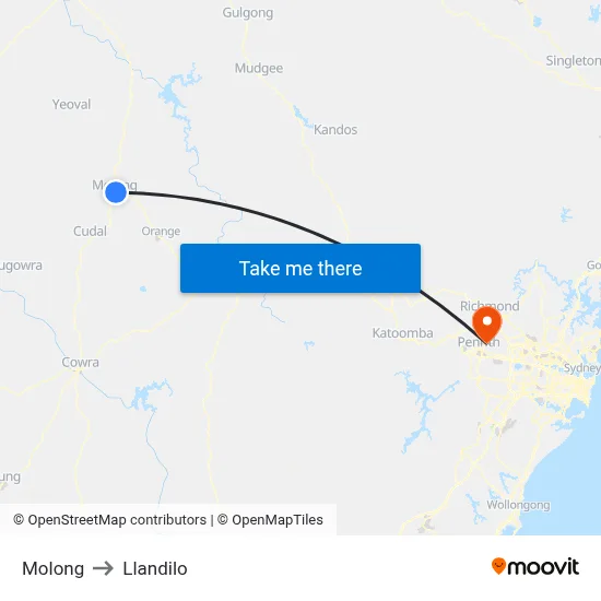 Molong to Llandilo map