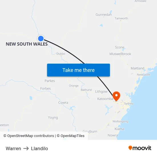 Warren to Llandilo map