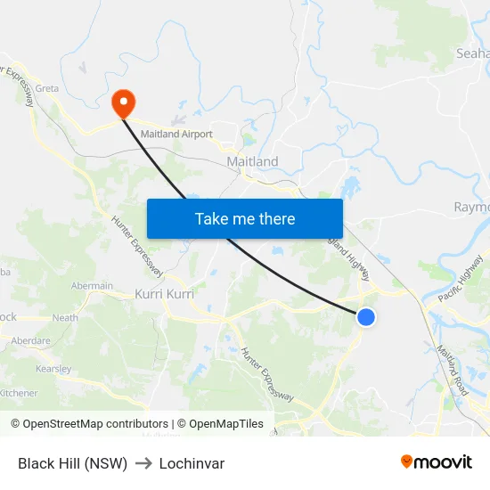 Black Hill (NSW) to Lochinvar map