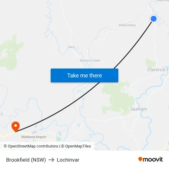 Brookfield (NSW) to Lochinvar map