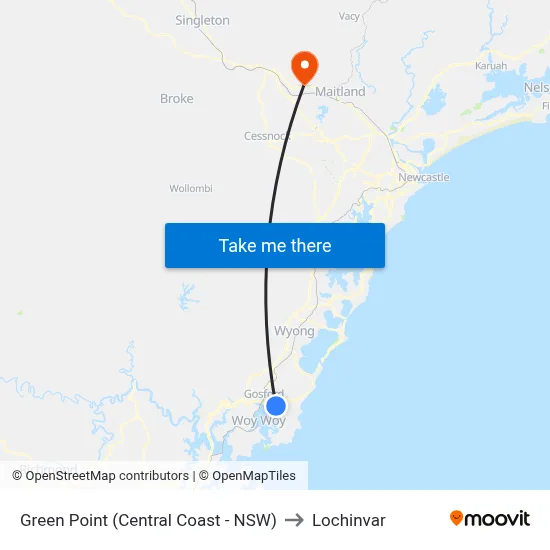 Green Point (Central Coast - NSW) to Lochinvar map