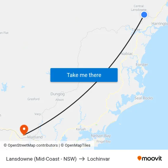 Lansdowne (Mid-Coast - NSW) to Lochinvar map
