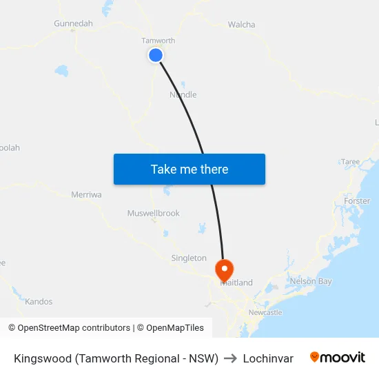 Kingswood (Tamworth Regional - NSW) to Lochinvar map