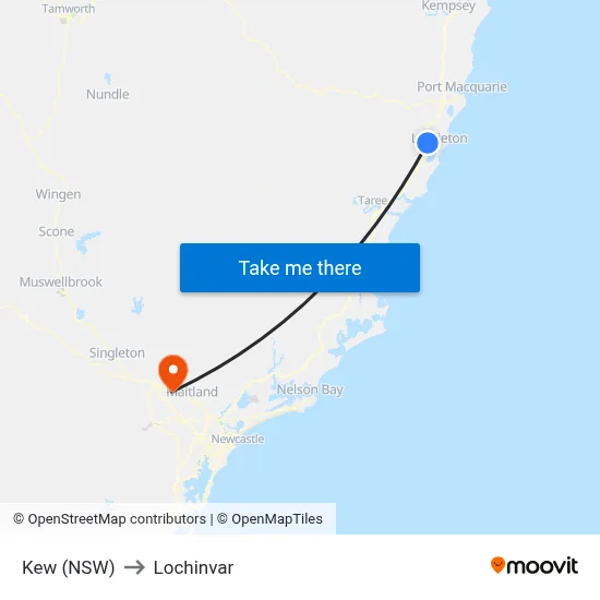 Kew (NSW) to Lochinvar map