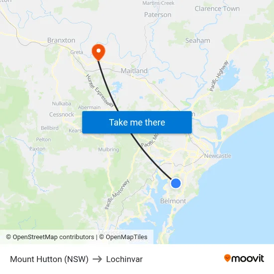 Mount Hutton (NSW) to Lochinvar map
