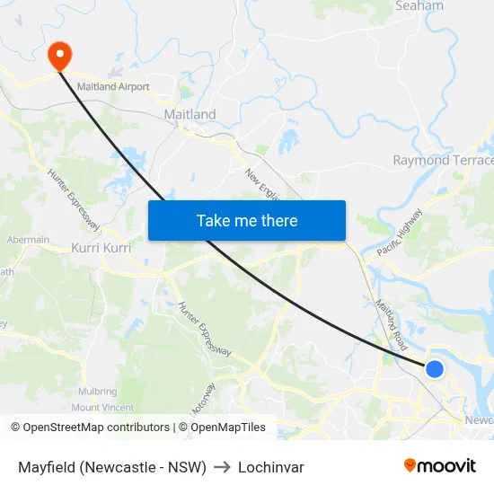 Mayfield (Newcastle - NSW) to Lochinvar map