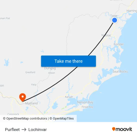 Purfleet to Lochinvar map