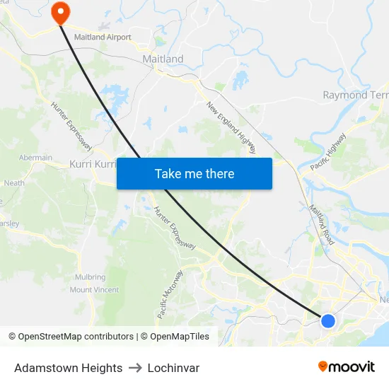 Adamstown Heights to Lochinvar map