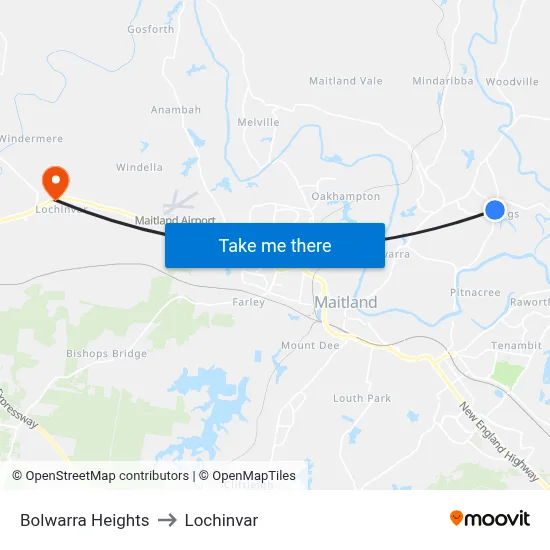 Bolwarra Heights to Lochinvar map