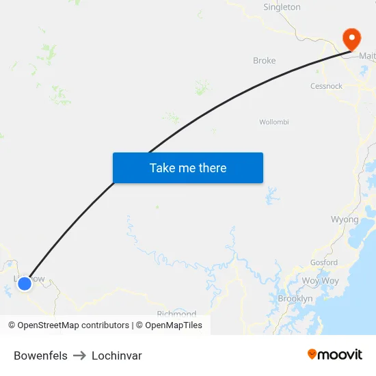 Bowenfels to Lochinvar map